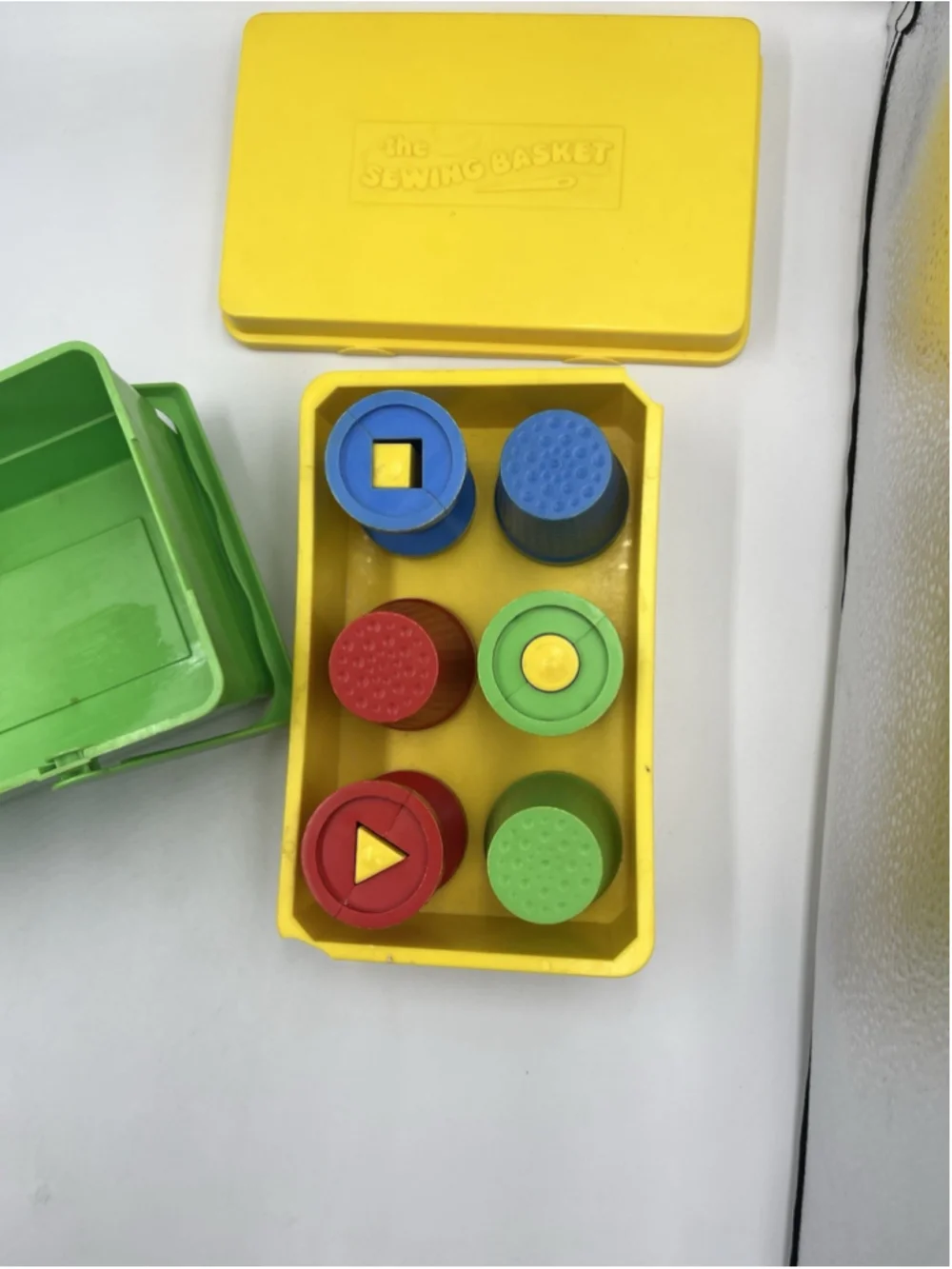 The Sewing Basket Vintage 1970s Childrens Guidance Learning Toy w/Shapes-Buttons
